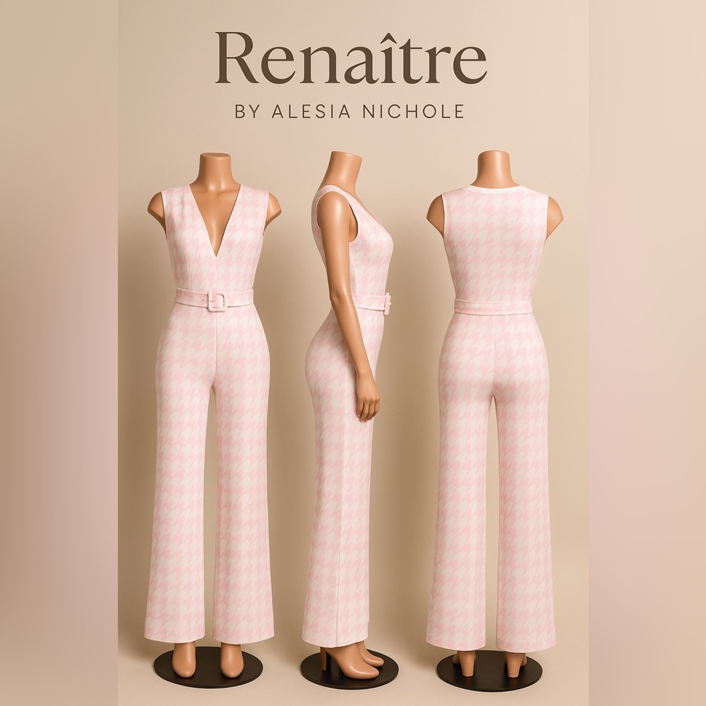 Pink Houndstooth Jumpsuit